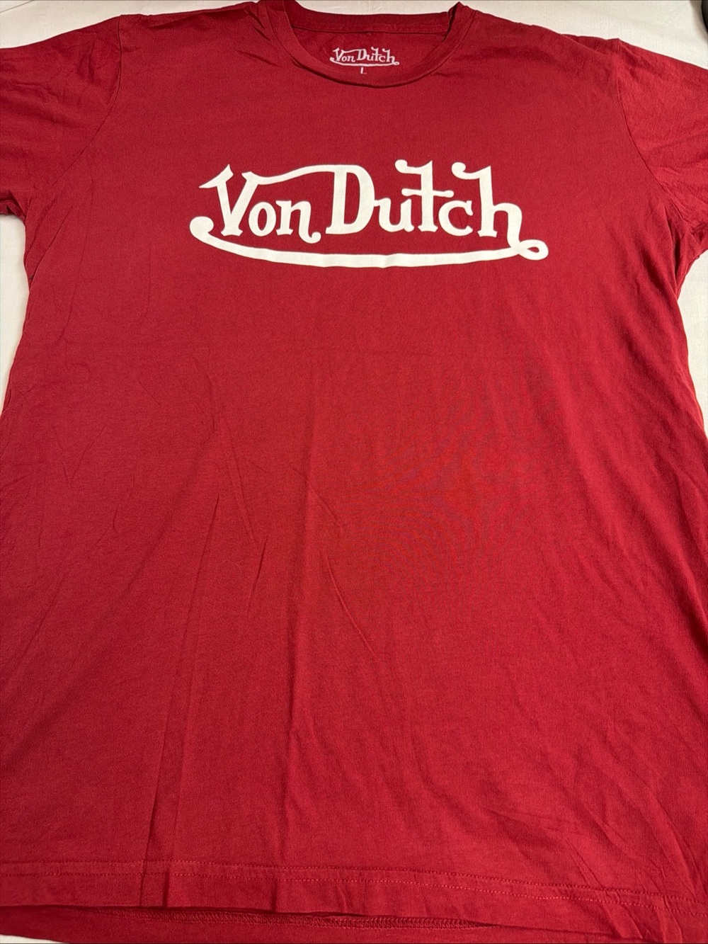 Von Dutch Red Tee with White Logo
